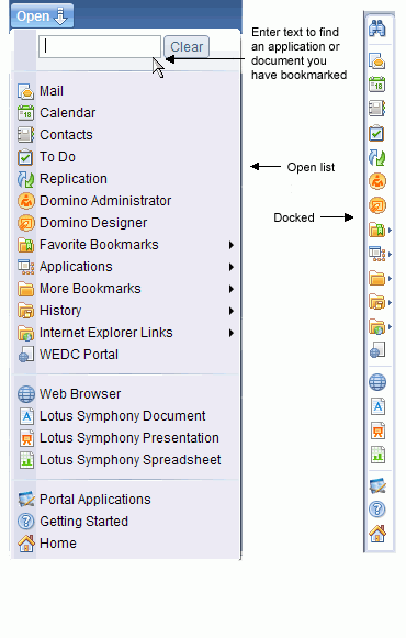 Open list in open mode and docked