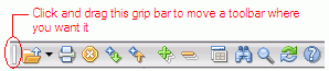 Grip bar on a toolbar