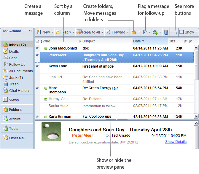Screen image of product showing different  areas of the screen highlighted
